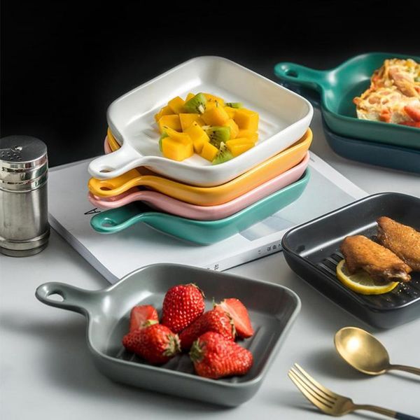 

dishes & plates plate non-stick heat-insulated ceramic kitchen cooking anti-slip handle space-saving baking wide application