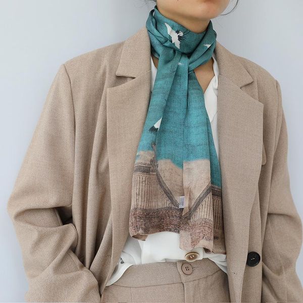 

scarves 2021 100% pure silk scarf shawls ladies head wraps women hijab bandana foulard poncho pashmina echarpe, Blue;gray