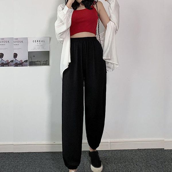 

women's pants & capris female bubble lantern high-waist loose-fitting mosquito-proof casual drape ice silk wide-leg summer s/xl, Black;white