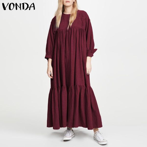 

casual long sleeve bohemian dresses fashion solid maxi dress women's autumn sundress female cotton linen robe femme, Black;gray