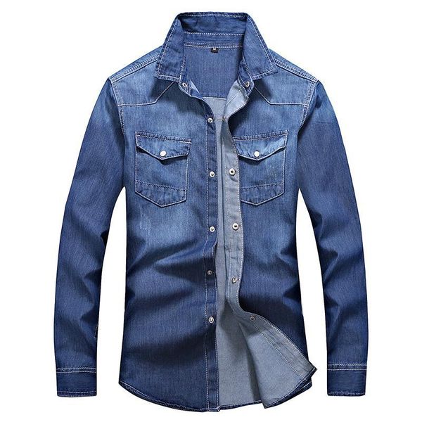 

men's casual shirts jean for boys male blouse cotton solid color denim long sleeve slim fit i9dh, White;black