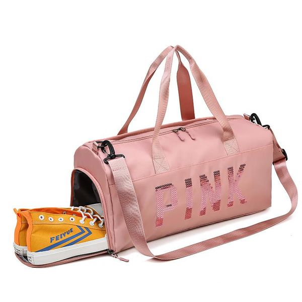 

duffel bags dry wet separation exercise large capacity yoga bag female big sports training fitness outing travel pink duffle