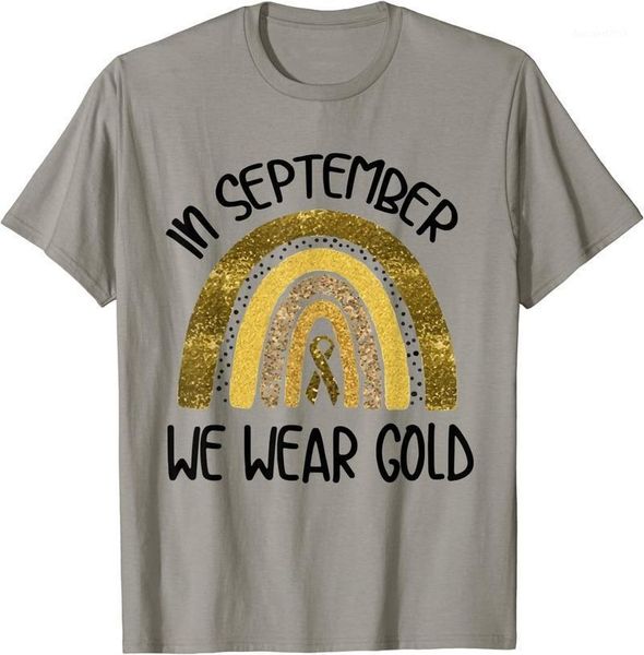 

men's t-shirts 2021 t-shirt men short sleeve cotton couple in september we wear gold childhood cancer awareness, White;black