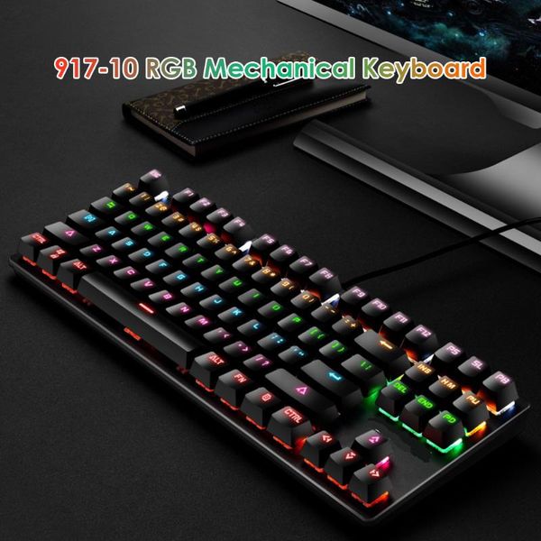 

917-10 usb wired blue switch mechanical gaming keyboard for windows xp/7/8/10 professional ultra-slim keyboards