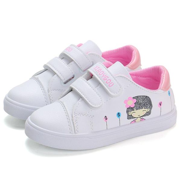 

sneakers cartoon print kid shoes girls white sport breathable student children casual 5 6 7 8 9 10 11 12 13 14years old kids, Black;red