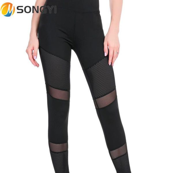 

plus size yoga pants women tight push up fitness spliced translucent slim mesh breathable sweatpants leggings s218 outfit