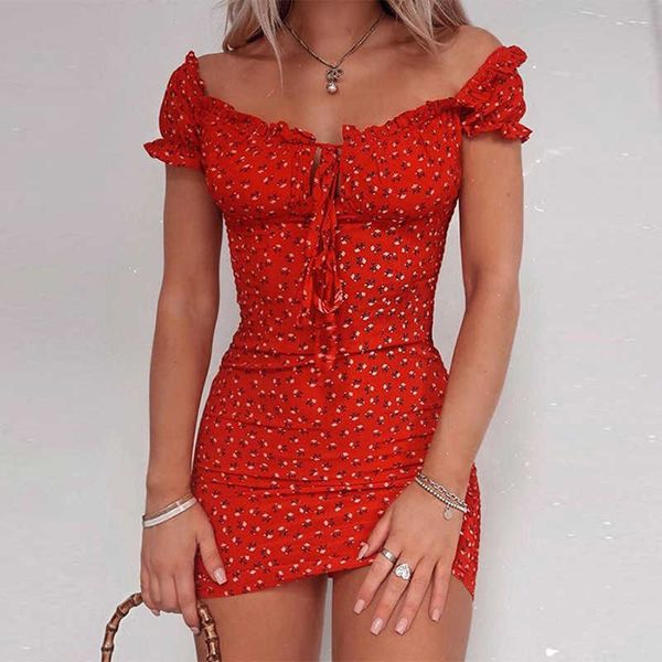 

women off shoulder floral boho wrap mini dress summer print short sleeve evening party ladies holiday beach sundress 210526, Black;gray
