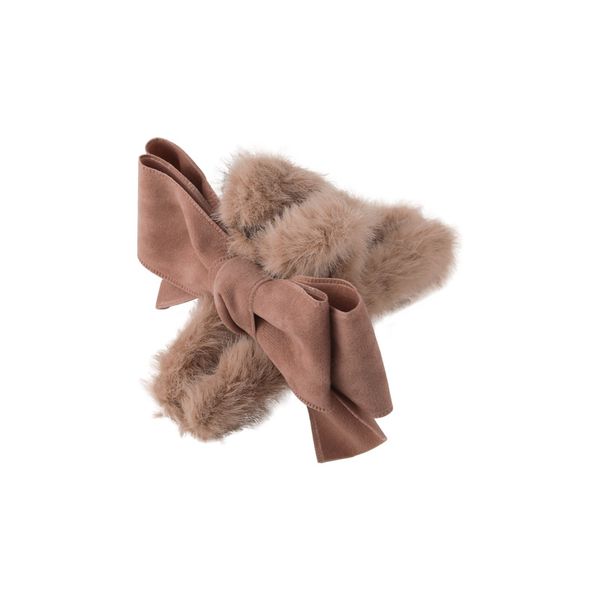 

winter plush big clamps for women bowknot decoration back of head hair holder, Slivery;golden