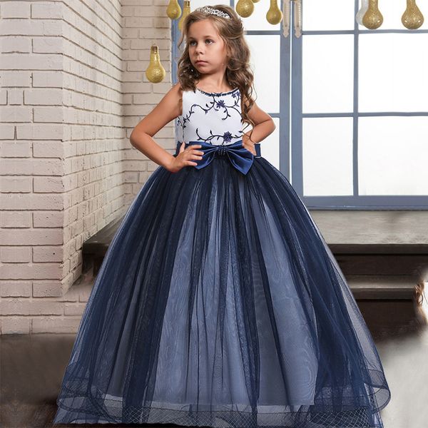 

girl's flowers formal party long evening girl kids dresses for girls bow princess birthday wedding dress 8 10 12 years c0223, Red;yellow
