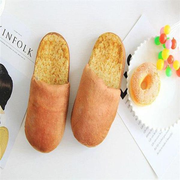 

winter slippers ladies cute bread shape household floor soft buns plush cotton shoes women's, Black