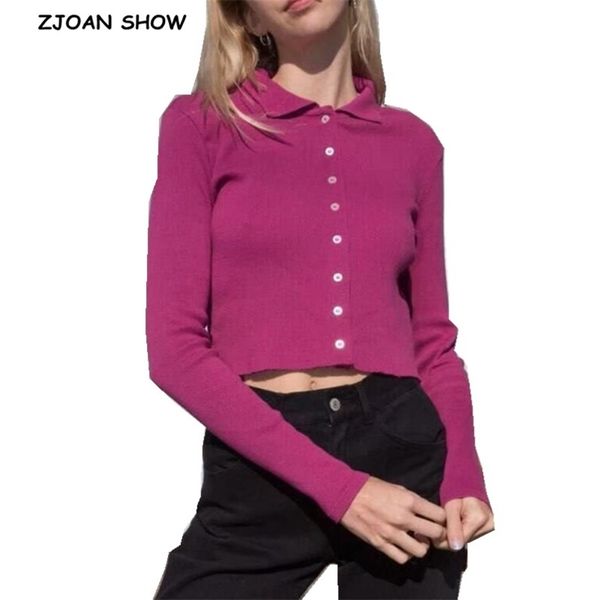 

women lapel knitted single-breasted cropped cardigan sweater vintage exposed navel short knitwear long sleeve jumper 210429, White;black