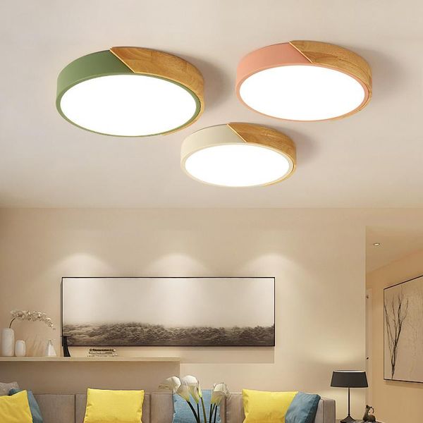 

ceiling lights led light nordic macaron lighting fixtures 30cm 40cm 50cm lamp for living room bedroom modern wood 110v 220v