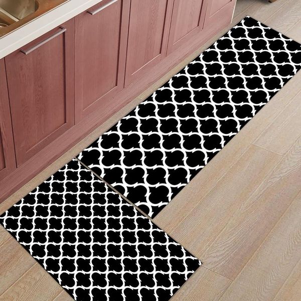 

carpets black morocco geometry kitchen mat anti-slip modern area rugs living room balcony carpet doormat bathroom