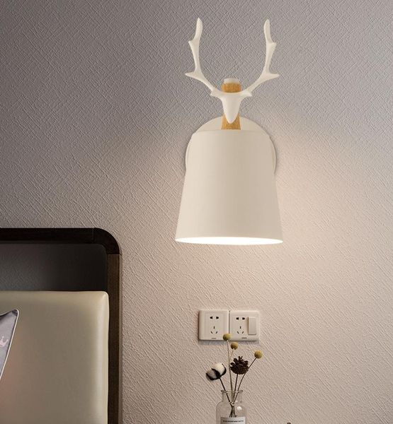 

wall lamp nordic minimalist modern bedroom bedside antlers creative living room back view study
