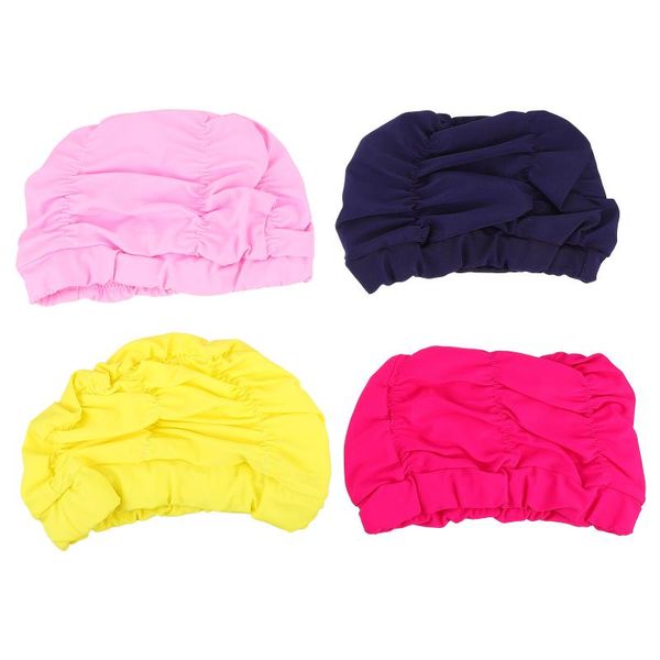 

swimming caps women cap girl long hair bathing hat stretch drape swim pool seaside water sport elastic nylon turban