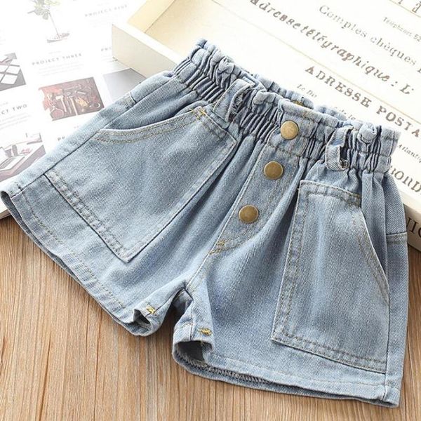 

shorts dfxd spring autumn baby clothing girls denim short pants casual high waist solid jeans 1-5t children trousers clothes, Black