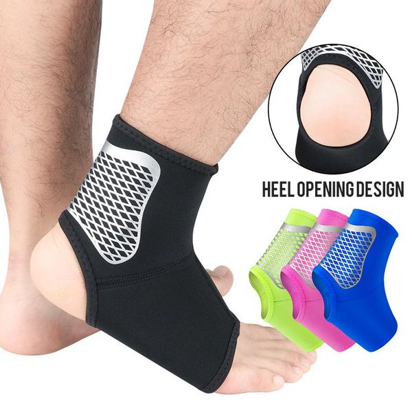 

pair ankle support elastic fabric protective sleeve prevents sprain ligament used in basketball volleybal tennis, Blue;black