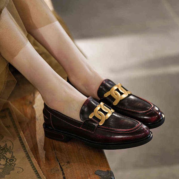 

2022 new spring genuine leather women shoes casual slip-on loafers round toe platform shoes woman zapatos women, Black