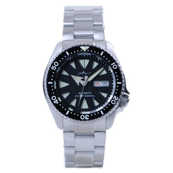 

wristwatches heimdallr mens sport dive watches men automatic watch 200m waterproof mechanical wristwatch super luminous clock stainless stee, Slivery;brown