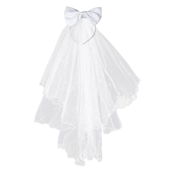 

bridal veils flower girl white wedding first communion hair wreath with bow, Black