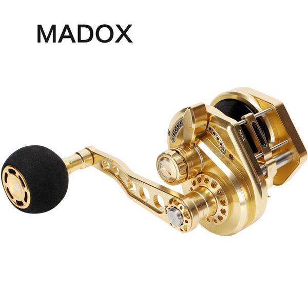 

madox automatic line row slow jigging reel pe3 # - 400m 25kg 15bb 6.3:1 alarm all metal trolling boat fishing baitcasting reels