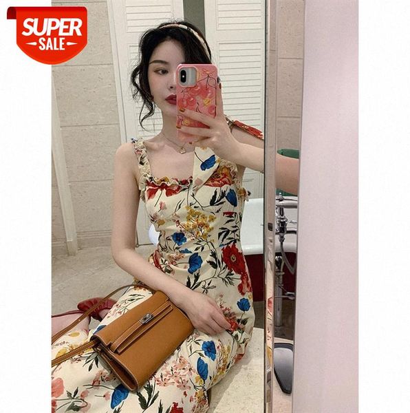 

net red fashion slim sleeveless v-neck retro temperament long skirt french sling dress female #an46, Black;gray