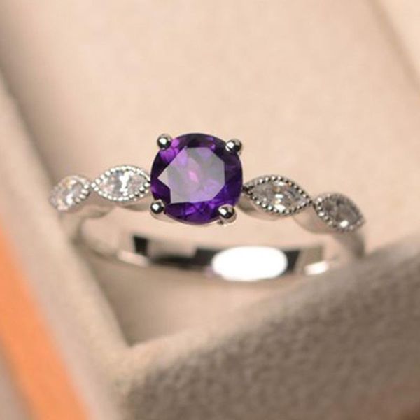 

wedding rings style white/yellow/purple/blue/green/pink crystal for women silver colorful ring fashion jewelry, Slivery;golden