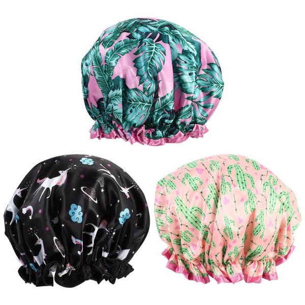 

shower caps 3 pcs 1 set elastic protective hats bath multipurpose hair dyeing