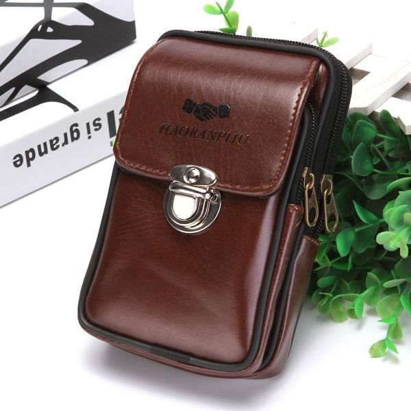 

leather waterproof cigarettes packs on the belt multi-function outdoor purse phone coin key small men waist bag bags