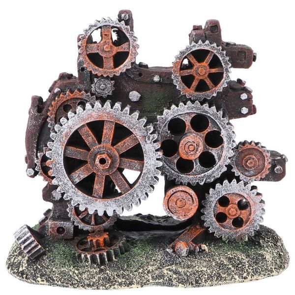 

1pc fish tank gear shape ornament aquarium landscape adornment decor decorations