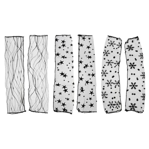 

elbow & knee pads 3 pairs lace sun protection arm sleeves fingerless length, Black;gray