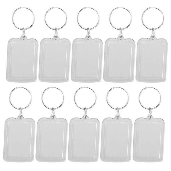 

keychains lot of 10pcs keyring diy detachable white rectangle po frame 3.3x5cm, Silver