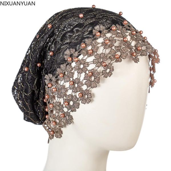 

headpieces summer thin lace turban solid inner hijab caps soft breathable muslim women turbantes wrap head underscarf bonnet, Silver