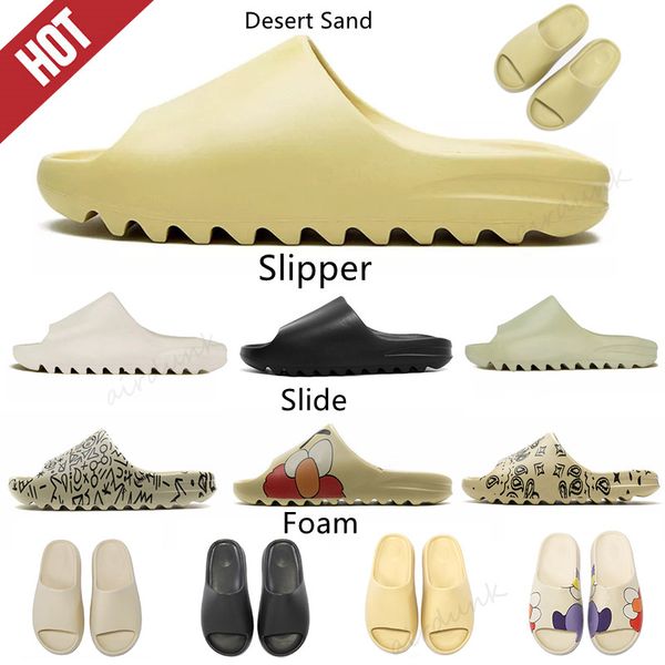 

Kanye Slides Slippers sandals mens women triple black white west slide sock bone resin desert sand yzy yezzy yezzys Slipper Runner earth bro