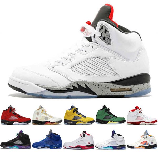 

basketball shoes men trainers men 's sneakers raging red hyper royal alternate grape laney blue white cement outdoor sports jumpman 5, Black