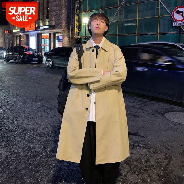 

mid-length windbreaker jacket male hong kong style korean trend loose and handsome casual work #9f7f, Black;brown