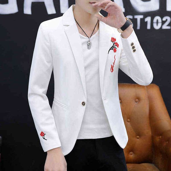 

luxury suits blaze suit men korean version slim fit fashion casual small men's hairer suit chine embroidery young single wt man, Black