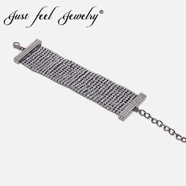 

link, chain just feel est crystal bracelets bangle for women wedding statement silver color bracelet summer party jewelry, Black