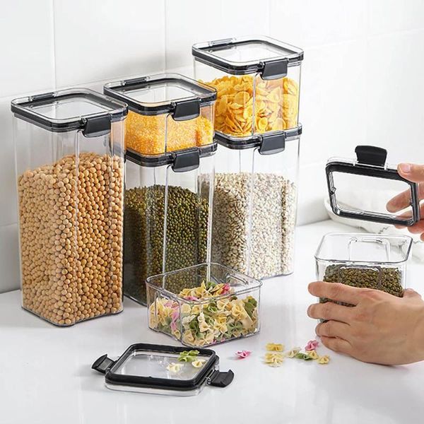 

storage bottles & jars 4 sizes kitchen airtight box plastic container stackable for dry nuts multi grains