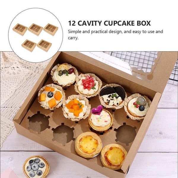

5pcs upper window dessert packing boxes baking cake gift wrap