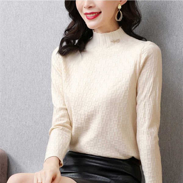

korean sweater women knitted s long sleeve turtleneck woman knit pullovers basic s plus size 210604, White;black