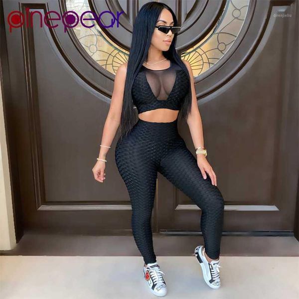

gym clothing pinepear jacquard wrinkled women fitness outfits high waist sports suit clothes yoga set workout bra and leggings wholesale1, White;black