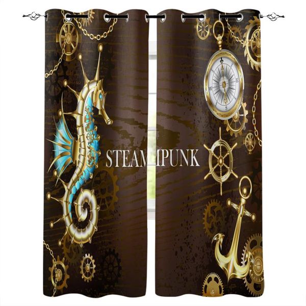 

anchor compass seahorse window curtains home decor living room curtain kitchen draperies for bedroom & drapes