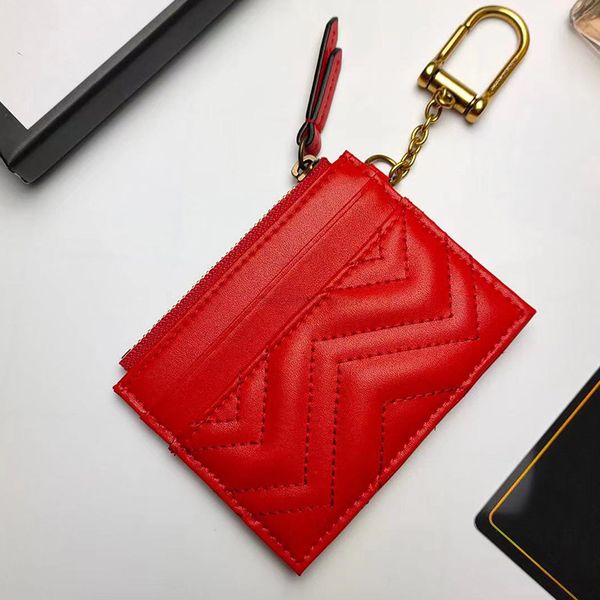 

purse designer key pouch fashion cow leather keyrings mini wallets coin credit card holder 5 colors keychain with box, Red;blue