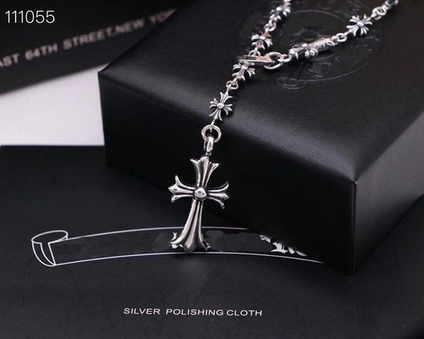 

design jewelry croquet necklace s925 white copper cross pendant, Black