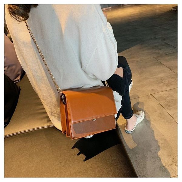 

evening bags style buckle shoulder bag women pu leather solid color cross-body square sling1