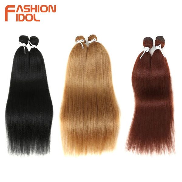

human ponytails fashion idol 22 inch synthetic yaki straight hair bundles 2pc/lot high temperature weft extension, Black