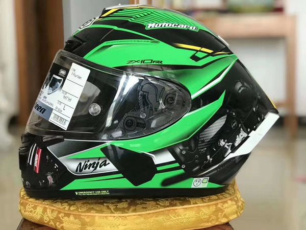 

full face shoei x14 kawasa ki green motorcycle helmet anti-fog visor man riding car motocross racing motorbike helmet-not-original-helmet