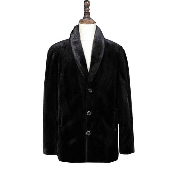 

men's fur & faux 2021 high imitation suede coat long paragraph suit collar black jacket artificial size s-xxxl 4xl 5xl