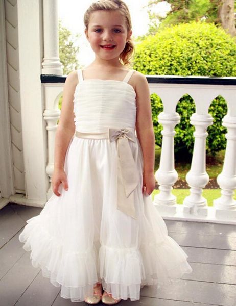 

girl's dresses white kids flower girl ball gown lace spaghetti strap puffy long toddler communion birthday dress girls pageant wears, Red;yellow